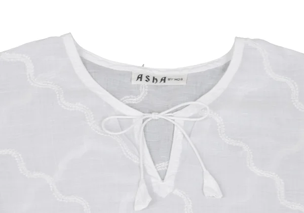 ASHA BY MDS Wave Embroidery Cord-neck Skipper Blouse K-173122_004