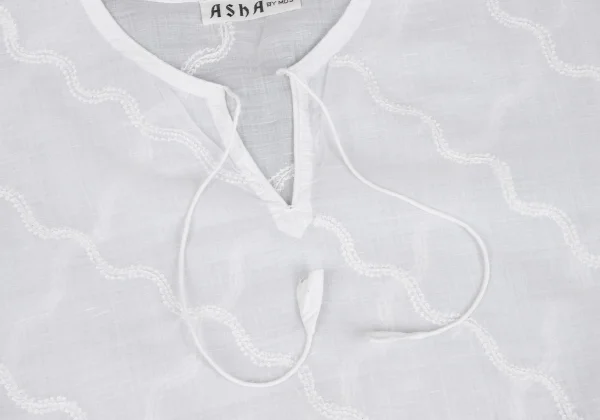 ASHA BY MDS Wave Embroidery Cord-neck Skipper Blouse K-173122_006