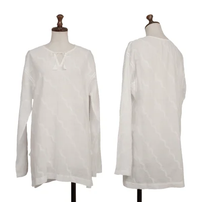 ASHA BY MDS Wave Embroidery Cord-neck Skipper Blouse