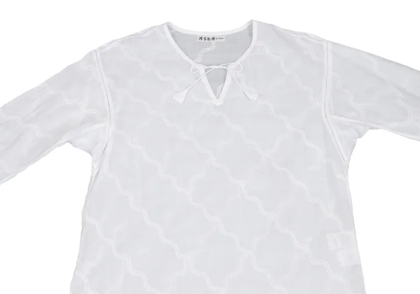 ASHA BY MDS Wave Embroidery Cord-neck Skipper Blouse K-173123_003