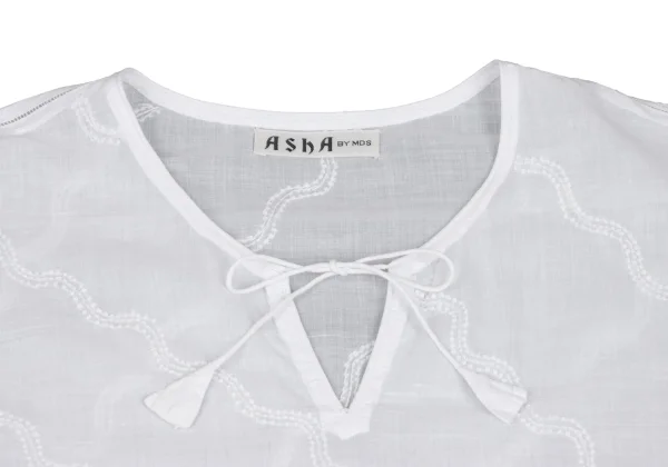 ASHA BY MDS Wave Embroidery Cord-neck Skipper Blouse K-173123_004