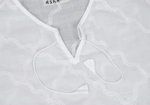 ASHA BY MDS Wave Embroidery Cord-neck Skipper Blouse K-173123_006