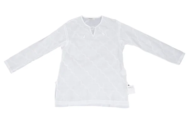 ASHA BY MDS Wave Embroidery Cord-neck Skipper Blouse K-173124_002
