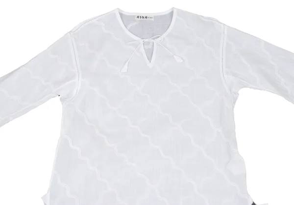 ASHA BY MDS Wave Embroidery Cord-neck Skipper Blouse K-173124_003