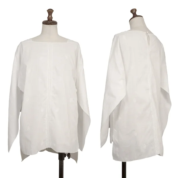 ASHA BY MDS Embroidered Square Neck Blouse White S-M K-173134_001