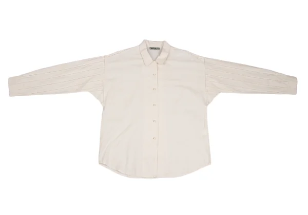 ASHA BY MDS Striped Sleeve Switching Open Collar Shirt K-173135_002