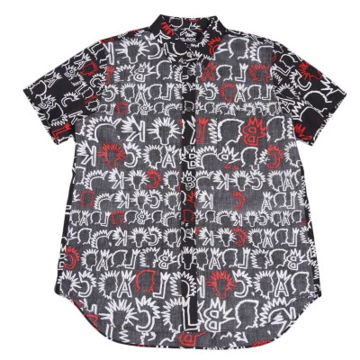 BLACK COMME des GARCONS Punk Graphic Print Inside Out Short Sleeve Shirt