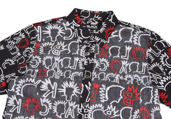 BLACK COMME des GARCONS Punk Graphic Print Inside Out Short Sleeve Shirt K-173143_002
