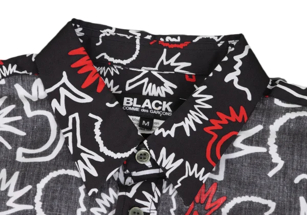 BLACK COMME des GARCONS Punk Graphic Print Inside Out Short Sleeve Shirt K-173143_003