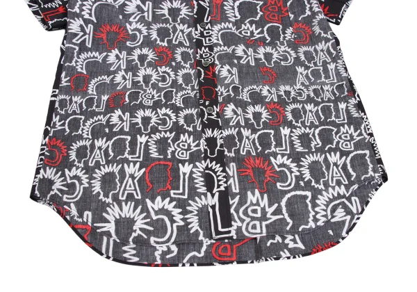 BLACK COMME des GARCONS Punk Graphic Print Inside Out Short Sleeve Shirt K-173143_007