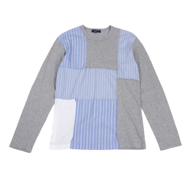 COMME des GARCONS HOMME Cotton Stripe Switching Long Sleeve T-shirt Grey,Blue SS K-173144_001