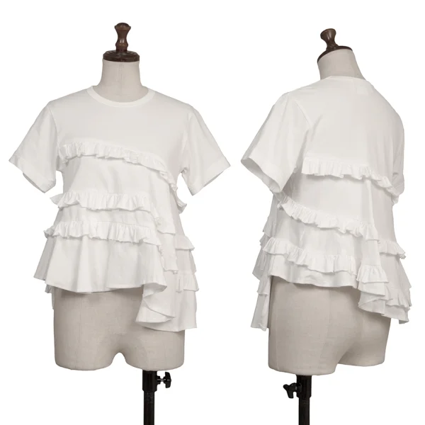 COMME des GARCONS GIRL Frill Asymmetry T-shirt White XS K-173147_001