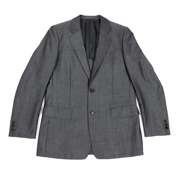 COMME des GARCONS HOMME DEUX Wool Blend Herringbone Jacket Grey L K-173149_001