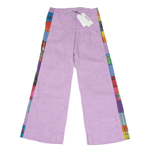 JUNKO SHIMADA Side Checker Switching Printed Wide Pants Purple 38 K-173157_001