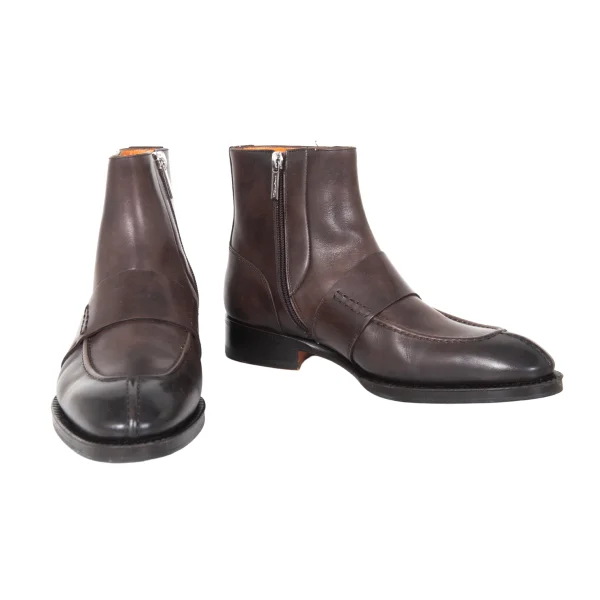 Santoni Leather Short Boots Brown 5 1/2 K-173161_001