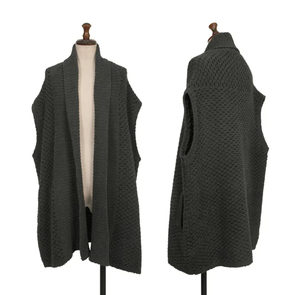 DKNY Shawl-collar Knit Sleeveless Cardigan Charcoal S-M K-173162_001