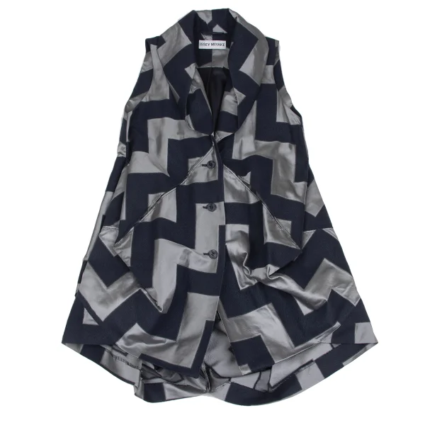 ISSEY MIYAKE Zigzag Geometric Sleeveless Jacket K-173172_002