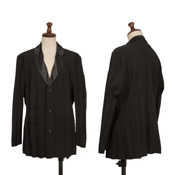 ISSEY MIYAKE Lapel Switching  Pleated Jacket Black S K-173173_001
