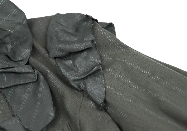 ISSEY MIYAKE Cotton Nylon Frill Design Stripe Jacket K-173174_009