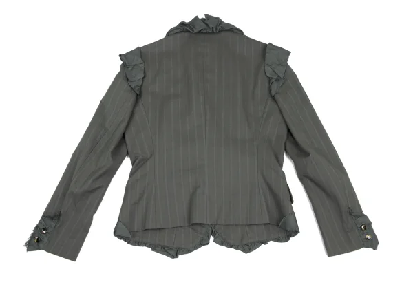 ISSEY MIYAKE Cotton Nylon Frill Design Stripe Jacket K-173174_014