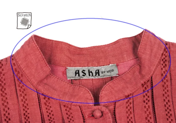 ASHA BY MDS Tuck Design Stripe Switching Band-collar Blouse K-173185_004