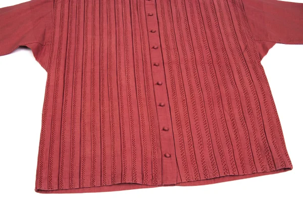 ASHA BY MDS Tuck Design Stripe Switching Band-collar Blouse K-173185_009