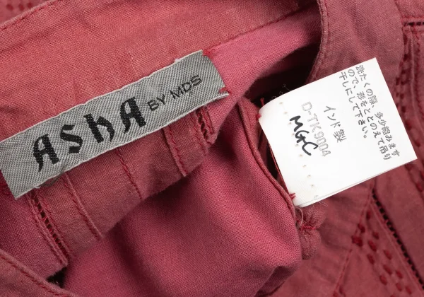ASHA BY MDS Tuck Design Stripe Switching Band-collar Blouse K-173185_015