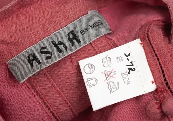 ASHA BY MDS Tuck Design Stripe Switching Band-collar Blouse K-173185_016