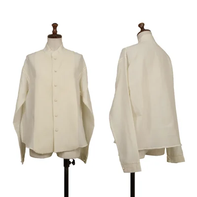 ASHA BY MDS Wool Silk Pin-tuck Stand-collar Blouse