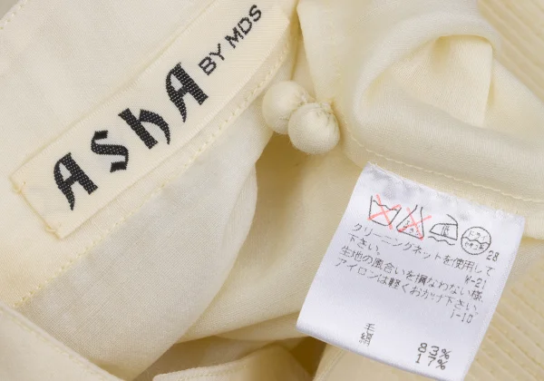 ASHA BY MDS Wool Silk Pin-tuck Stand-collar Blouse K-173186_017