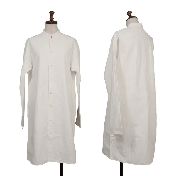 ASHA BY MDS Botanical Embroidery Stand-collar Long Blouse White L K-173187_001