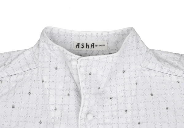 ASHA BY MDS Check Embroidery Dot Stand-collar Blouse K-173189_004