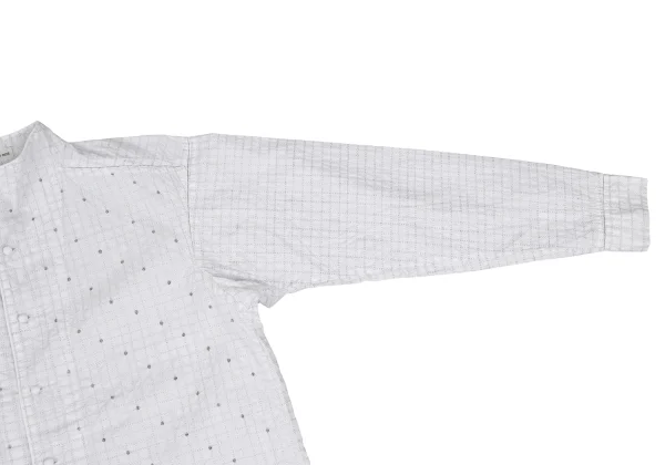ASHA BY MDS Check Embroidery Dot Stand-collar Blouse K-173189_006
