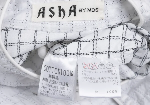 ASHA BY MDS Check Embroidery Dot Stand-collar Blouse K-173189_015