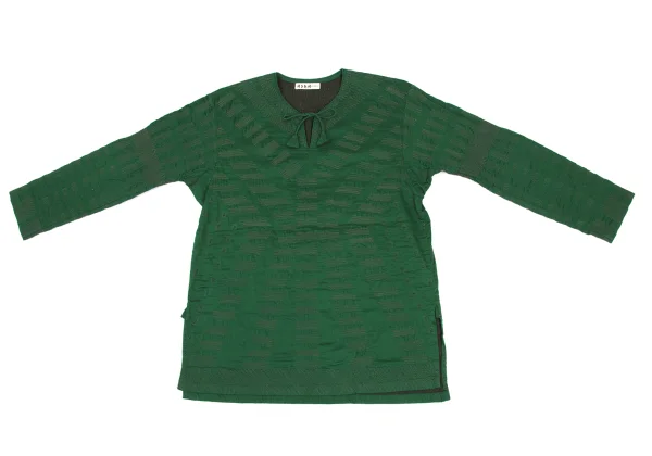 ASHA BY MDS Graphic Stitch Cord-neck Skipper Blouse K-173191_002