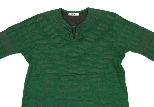 ASHA BY MDS Graphic Stitch Cord-neck Skipper Blouse K-173191_003