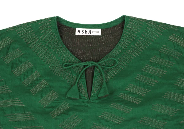 ASHA BY MDS Graphic Stitch Cord-neck Skipper Blouse K-173191_004
