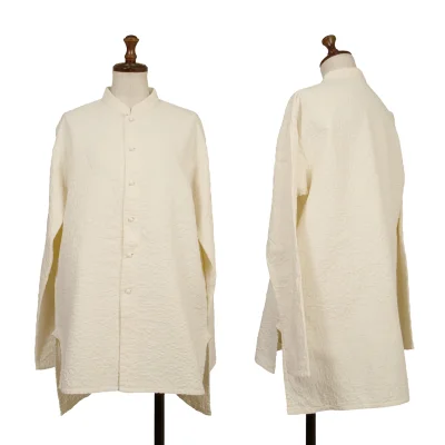 ASHA BY MDS Sashiko-Stitched Band Collar Shirt