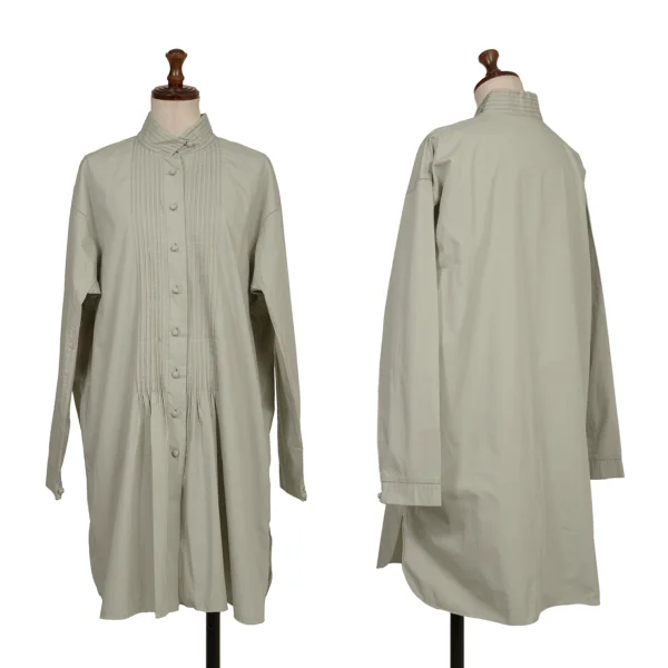 ASHA BY MDS Pintuck Stand Collar Blouse Grey M K-173198_001