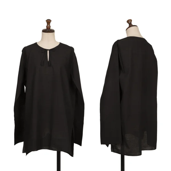 ASHA BY MDS Zigzag Design Cord-neck Skipper Blouse Black M K-173202_001