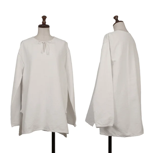 ASHA BY MDS Sashiko Cord-neck Skipper Blouse White S-M K-173203_001