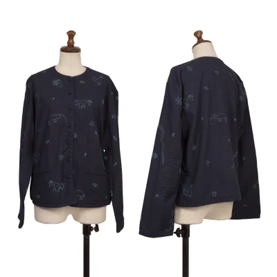 ASHA BY MDS Zigzag Design Animal Stitch Collarless Jacket