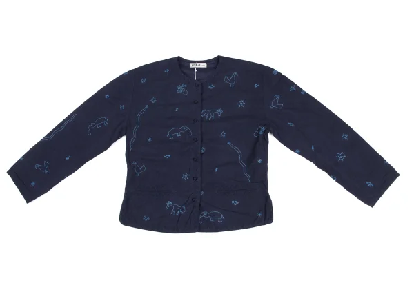 ASHA BY MDS Zigzag Design Animal Stitch Collarless Jacket K-173204_002