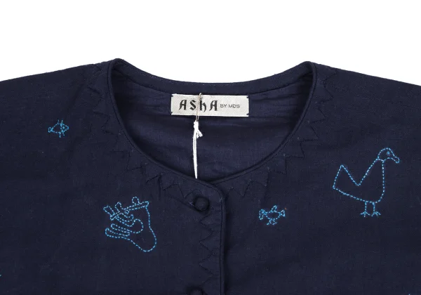 ASHA BY MDS Zigzag Design Animal Stitch Collarless Jacket K-173204_005