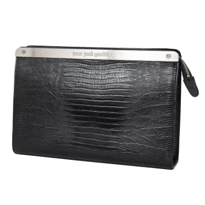 Jean Paul GAULTIER Metal Plate Crocodile Emboss Clutch Bag