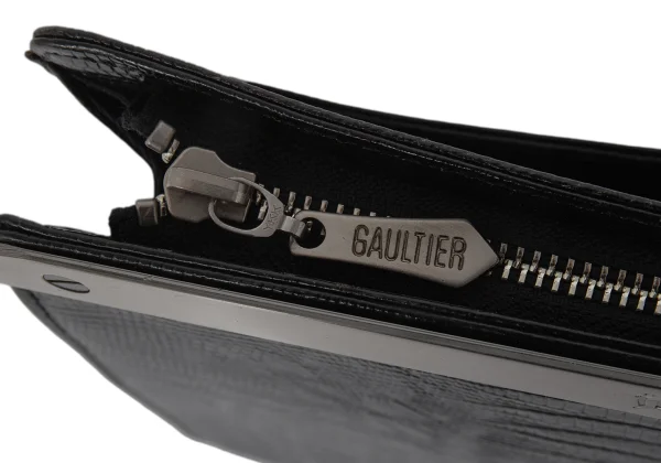 Jean Paul GAULTIER Metal Plate Crocodile Emboss Clutch Bag K-173207_014