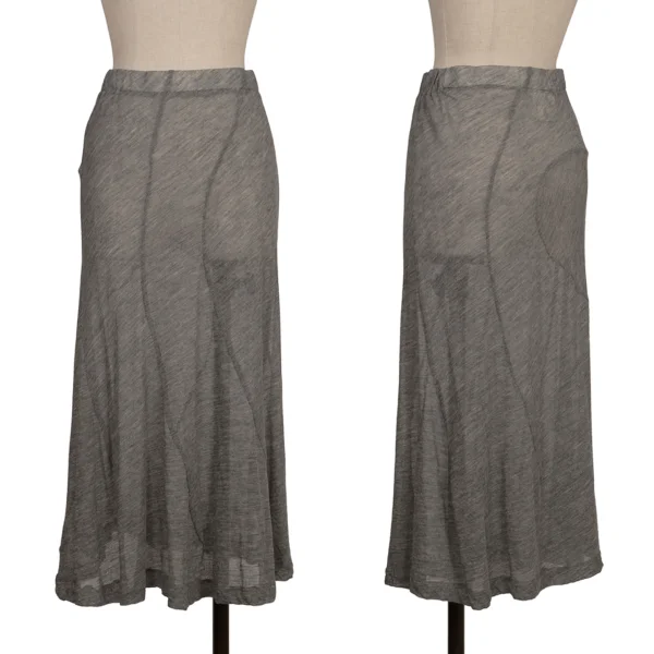 COMME des GARCONS Curved Wool Nylon Sheer Skirt Grey S K-173210_001