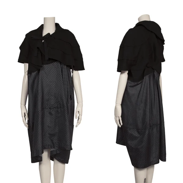 tricot COMME des GARCONS Washed Dot Switching Dress Black,Navy S K-173212_001