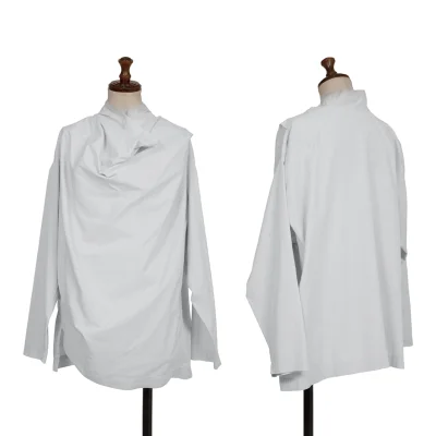 ISSEY MIYAKE PERMANENTE Cotton Drape-neck Pullover Blouse