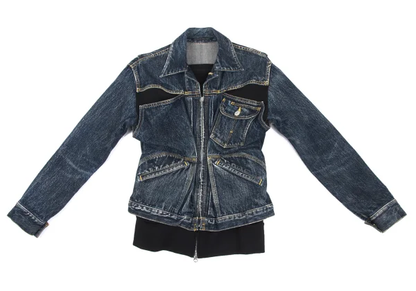 Yohji Yamamoto FEMME Knit Docking Spotted Horse Denim Jacket K-173214_002